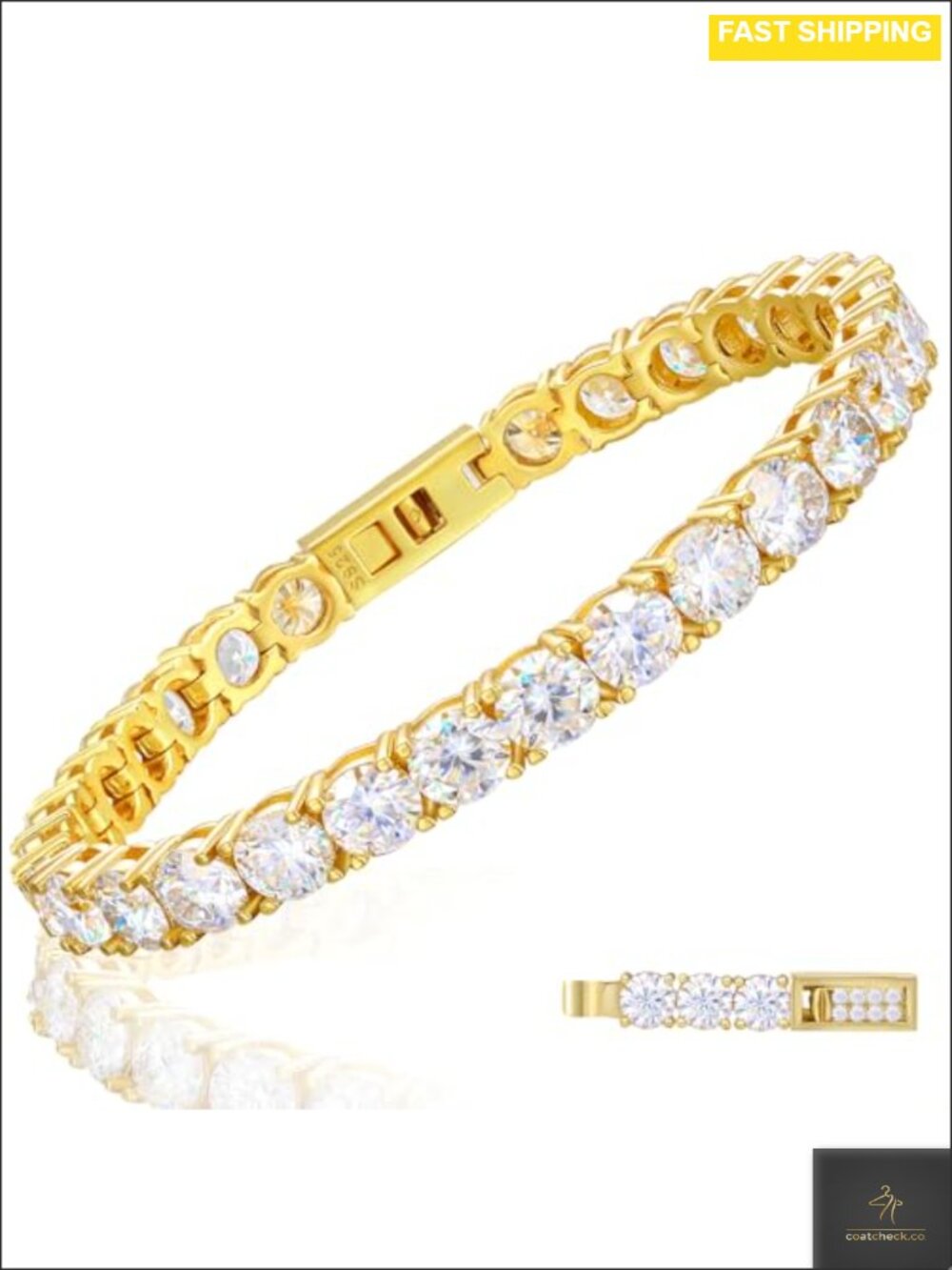 Moissanite Tennis Bracelet 18K Gold Plated S925 Sterling Silver 5mm VVS1